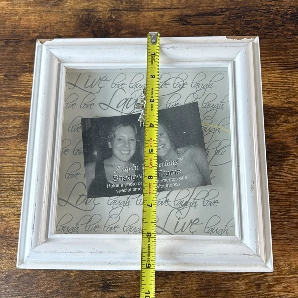NWT White Shadowbox Distressed Design Wooden Frame 9” x 9”